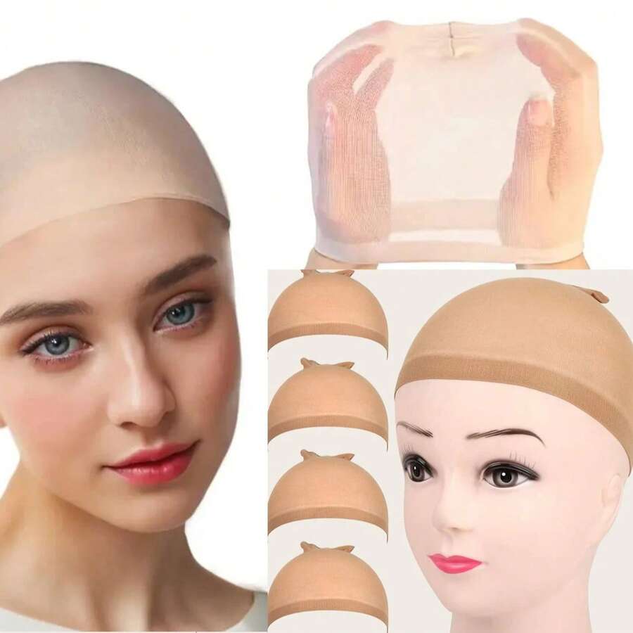 2pcs Top Sock Wig Cap Hair Net, Suitable For Braided Wigs, Black/Brown/Nude Elastic Mesh Wig Cap, One Size - View 1