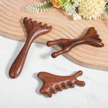 3 Packs Wooden Massager Comb Gua Sha Scraping Massages 6 Claws Massager Double Head Massage Rake Foot Massagers Tools With Long Handle For Head Neck Back Legs Feet Gift For Women - Brown - View 4