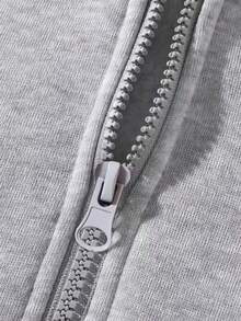 Autumn/Winter! Men's Half-Zip Thermal Lined Thick Hooded Pullover Sweatshirt - Grey - View 10
