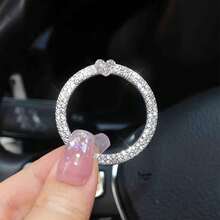 1pc Bow Crown One-Touch Start Decorative Sticker, Car Rhinestone Emblem Interior, Car Switch Button Decorative Sticker - A - View 13