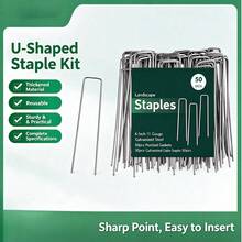 U-Shaped Ground Stakes Set, Galvanized Steel Garden Stakes For Fixing Artificial Turf, Ground Cover, Geotextile, Flower Pot Pipe Network, Slope 3D Mesh, Outdoor Garden Installation Fixing Accessories - A - View 7