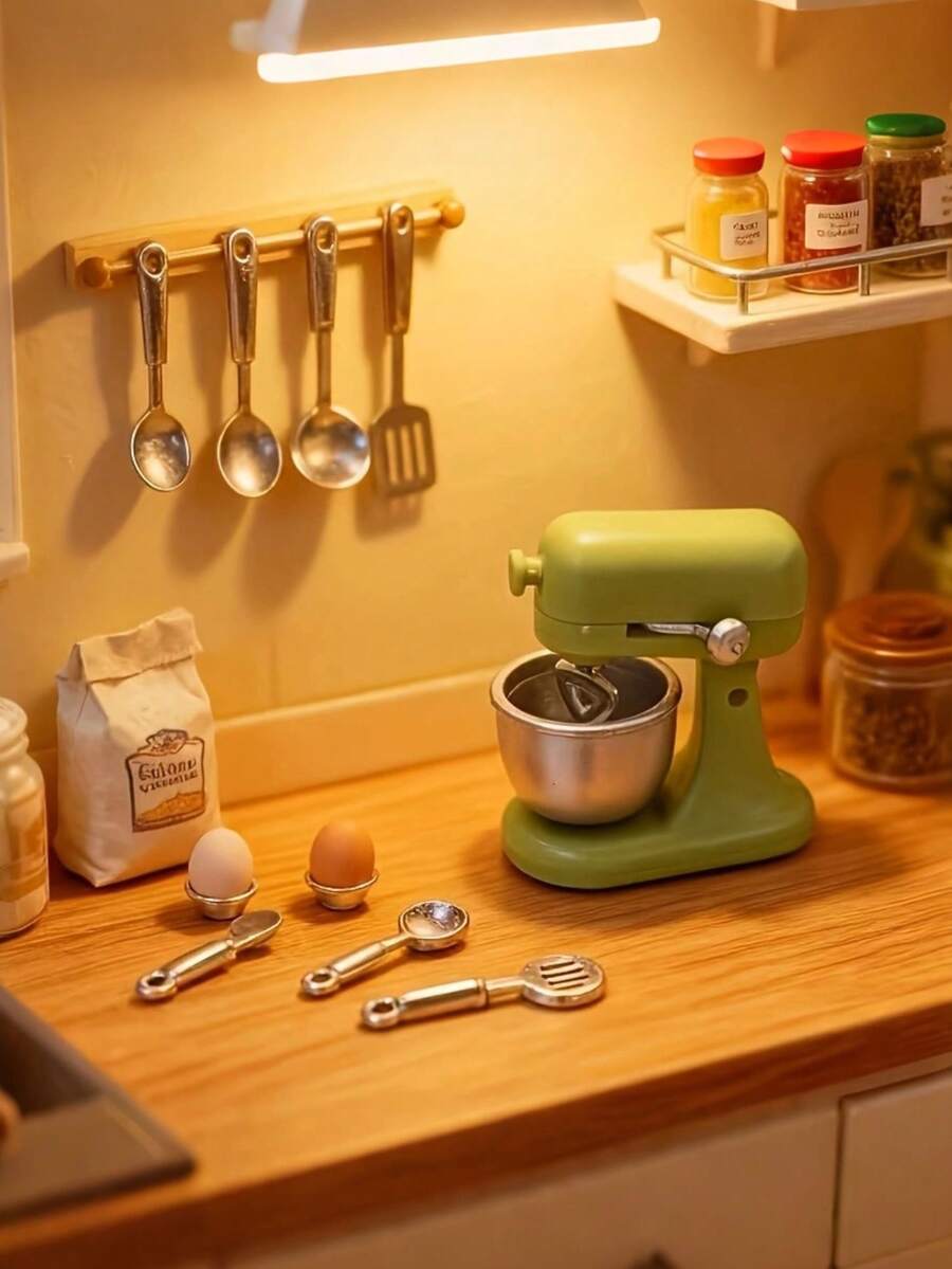 5pcs/Set Christmas Decoration Miniature Kitchen Scene Blender Set, Mini Realistic Blender Figurines, Full Of Fun, Suitable For Free DIY Scene Decoration, Suitable For Kitchen Utensil Enthusiasts Collection, Creative Home/Holiday Decoration, Non-Electric Model Only, Suitable For Ages 14 And Above