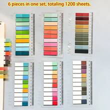 6 Sets Style Packaging 1 Pack Total 1200 Sheets 200 Sheets Per Style Page Index Stickers, Colorful Semi-Transparent Reusable Bookmarks, Elegant Ribbon Index Labels, Vintage Colorful PET Transparent Adhesive Index Labels - one-size - View 11