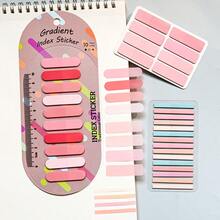 3pcs Assorted Sticky Notes Set, Gradient Macaron Red Series, School Student Textbook Reading Marker Tabs, Index Tabs, Holiday Friend Gift, Office Stationery Classification Labels, PET Material Transparent - one-size - View 7