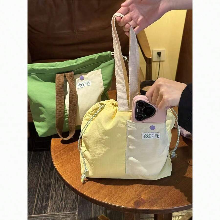 New Colorblock Waterproof Large Capacity Tote Bag Lunch Box Bag Commuter Lunch Bento Bag Mommy Bag Women's Handbag - View 1