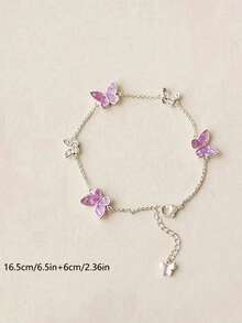 1 Pc Exquisite Luxurious Purple Butterfly Bracelet(Without Box) - Purple - View 3