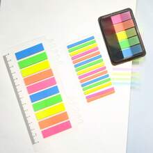 3 Sets/1 Pack Pull-Out Box Index Tabs, Ultra-Thin Index Labels, Student Reading Labels, Office Indicator Tabs, Book Annotation Labels, Transparent Waterproof Sticky Notes, Colorful Adhesive Labels With Card Ruler PP - one-size - View 7