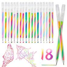 6/18 Buah Pulpen Gradien Pelangi Netral, 3 Warna dalam 1 Pulpen, Ujung 1,2 mm, Pulpen Gaya Lucu untuk Menulis Jurnal & Menggambar, Alat Tulis Sekolah untuk Siswa - Tiga warna dalam satu sapuan - View 2