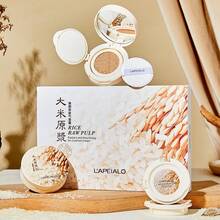 Rice Essence Revitalizing Cushion Foundation, Makeup & Skincare In One, Natural Creamy Skin Finish, Long-Lasting, No Caking, No Creasing, Suitable For Dry, Oily, Sensitive Skin, Students, Commuting Touch-Ups - Natural Color - View 1