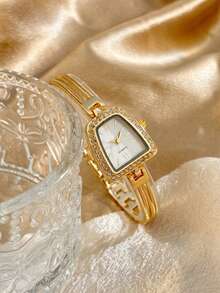 1pc Women's Watch Trapezoid Rhinestone Dial Tassel Strap Luxury Vintage Quartz Watch - White - View 5
