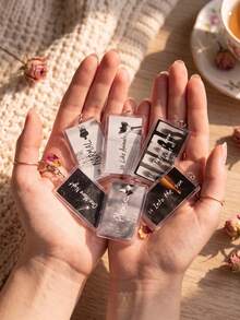 1Pc/9Pcs Bangtang K-Pop Album Song Theme Rectangular Acrylic Keychains, Including "NO.29.", "SWIM", "Merry Go Round", "NORMAL", "Like Animals", "They Don't Know About Us" - Multicolor - View 3
