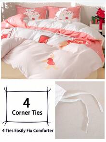 3-Piece Snowman Duvet Cover Set (1 Duvet Cover And 2 Pillowcases), Soft And Skin-Friendly, Suitable For All Seasons. - Multicolor - View 8