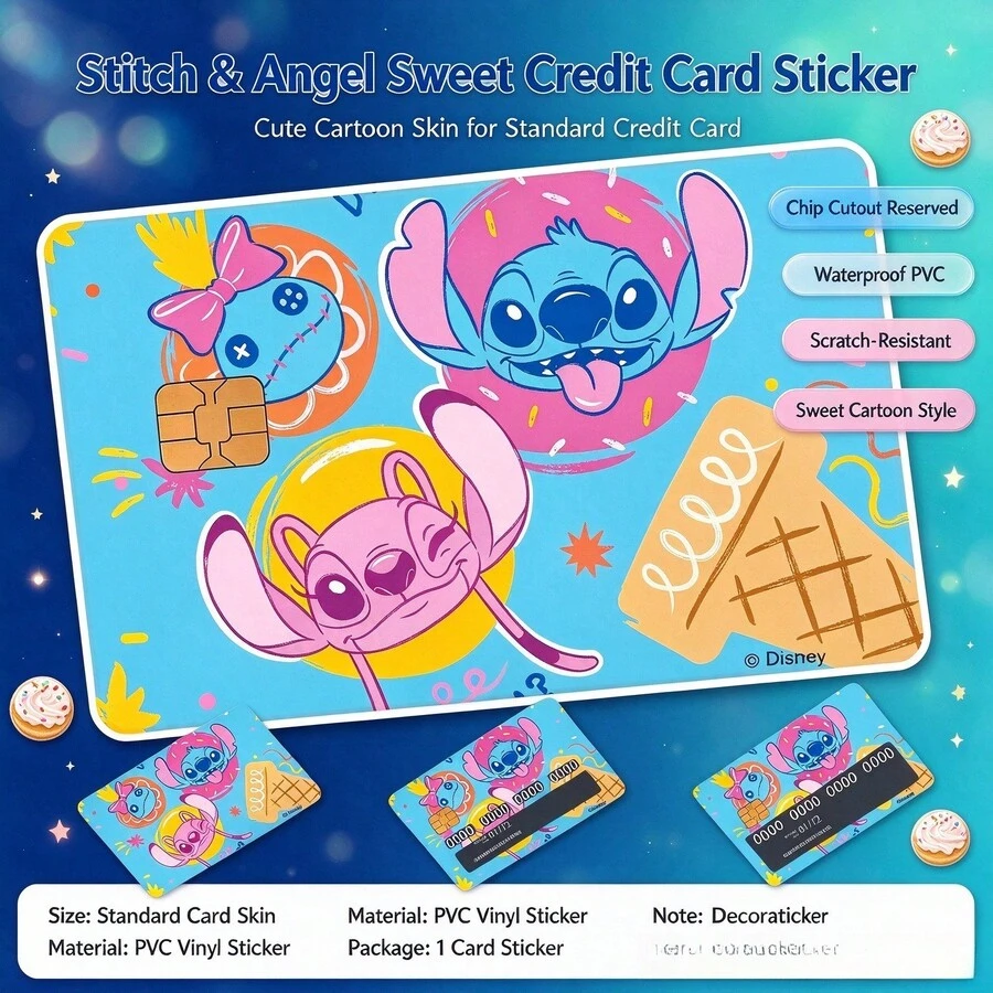Lilo & Stitch 4PCS Cute Card Stickers, Bank Card Decoration Stickers ...