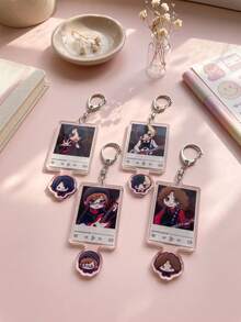 4pcs MC'r Band Musicians Music Player Frame Aesthetic Acrylic Keychains, Q Version Pendant, Backpack And Car Key Decoration, Rock Band Fans, Q Version Anime Musician, Music Interface Aesthetic And Cute Double Layer Pendant Gift - Multicolor - View 4