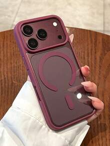 1件新款純色壓克力磁吸酒紅色手機殼，適用於 Apple 16 Pro Max 11/12/13/14 Plus XR/7/8 Plus/15 Pro Max/17/17 Air/17 Pro Max - 酒紅色 - 查看 2
