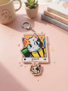 1pc/9pcs Cute Animal & Furry Character Die-Cut Aesthetic Acrylic Keychains, Healing Style Q Version Anthropomorphic Beast Character Illustration Art Series Shaped Pendant, Backpack And Car Key Accessories, Q Version Animal Character Fans, Healing Style Illustration And Anime Fan Merchandise Gift - Multicolor - View 14