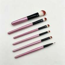 6Pcs Soft Bristle Makeup Brush Set, Pink Handle Cosmetic Brushes For Blush Eyeshadow Concealer Eyeliner, Beginner Makeup Tools - Coral Pink - View 6