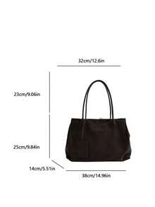 FEISTURE 1pc Large Capacity Women's Multi-Layer Tote Bag, Color Block Fashion Shoulder Bag, Suitable For Girls, Women, College Students, New Professionals And White-Collar Workers, Perfect For Work, Business, Commuting, School - Coffee - View 3
