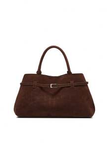Women's Solid Color Buckle Handbag, Large Capacity Top Handle Tote Bag, Suitable For Daily Commute - Multi-color - View 1