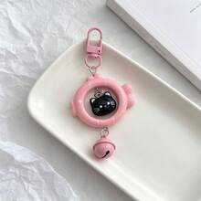 1pc Hollow Fish Ring With Rotating Black Cat Inside, Matching Bell, Girly Style, Best Friend / Couple Small Gift, Backpack / Bag Charm, Birthday Gift, Children's Toy, Holiday Gift, Perfect Gift, Gift, Toy - Multicolor - View 12