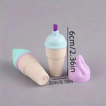 6pcs/Set Portable Mini Fluorescent Pens, Cone-Shaped Fluorescent Pens, Ice Cream-Shaped Planner Pens - A - View 4