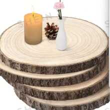 Natural Bark Tree Ring Wood Slices DIY Hand-Painted Raw Wood Rounds Rustic Style Decor - A - View 1