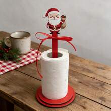 Santa Claus Snowman Christmas Tree Wooden Toilet Paper Holder Christmas Atmosphere Decoration - A - View 5