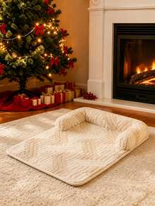 1pc Luxury Warm Flannel Pet Bed Mat, Flannel Sofa Protector Pad, Neck Pillow Design, Warm Dog Bed For Autumn/Winter, Pet Holiday Gift, Suitable For Cats And Dogs - Multicolor - View 5