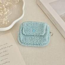 Cute Plush Coin Purse, Solid Color Snap Button Pouch With Keyring, Soft Fluffy Zipper Wallet Bag,Earphone Lipstick Bag,CCD Storage Bag,Makeup Bag - Multicolor - View 11