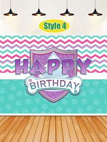1pc "Paw Patrol" Happy Birthday Wall Backdrop - Blue Cartoon Rescue Dog Theme With Paw Print Pattern; Made Of High-Quality Wrinkle-Resistant Polyester Material, Easy To Clean And Reusable; Suitable For Boys' Birthday Parties, Cartoon Theme Gatherings, Cake Table Background, Indoor/Outdoor Photography Background And Party Photo Ops - Multicolor - View 15
