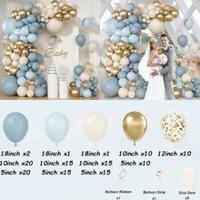 134pcs Blue & Gold Sequin Balloon Garland Kit With 2 Balloon Accessories, Decorative Balloon Arch Set, Perfect For Birthday, Wedding, Baby Shower, Wall Backdrop, Home Holiday Party Decorations - View 8