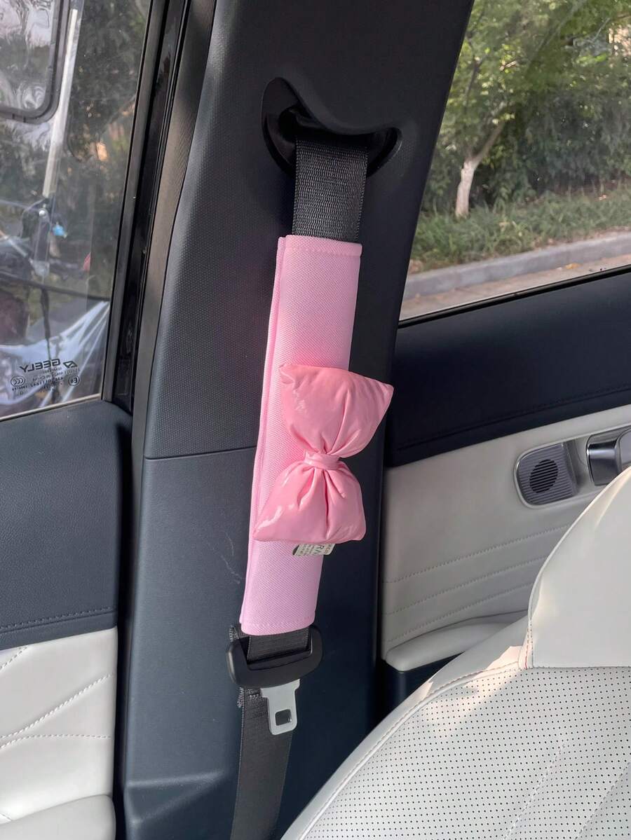 Cute Bow Car Seat Belt Shoulder Pad, Anti-Chafing Seat Belt Cushion, Car Interior Accessory For Women