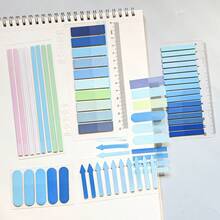 5 Sets/1 Pack Assorted Square-Shaped Index Tabs, Extra Long Ultra-Thin Index Stickers, Student Reading Labels, Office Indicator Tabs, Book Annotation Labels, Transparent Waterproof Sticky Notes, Colorful Adhesive Labels With PP Card Ruler - one-size - View 1