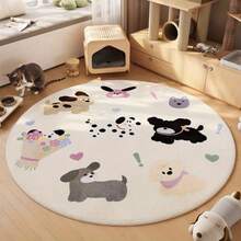1 pieza Alfombra redonda con patrón de zoológico de dibujos animados lindo, alfombra de decoración del hogar, alfombra suave y cómoda, alfombra de sala de estar, alfombra de dormitorio, alfombra de asiento de sofá, alfombra de tocador, alfombra de estudio, alfombra estilo Ins, alfombra de decoración del hogar, decoración de dormitorio, alfombra pequeña, alfombra de moda creativa, alfombra pequeña de sala de estar, alfombra de exterior, alfombra lavable - Multicolor - Ver 3