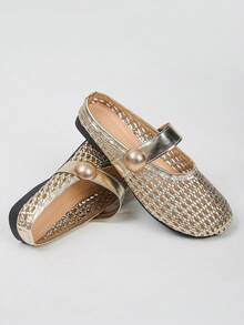 XfLadies' Fashionable Big Bead/Woven Shoes, Hollow Out Breathable And Comfortable, Suitable For Daily Casual/Shopping Wear. - Gold - View 2
