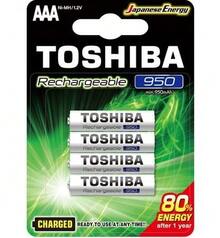 Toshiba R03 950mAh BL4 Rechargeable AAA (R03) Batteries. These 950mAh Rechargeable Batteries With Ni-MH Technology Are Pre-Charged And Ready To Use. Ideal For Compact Electronic Devices, They Retain Up To 80% Of Their Energy After One Year. - View 1