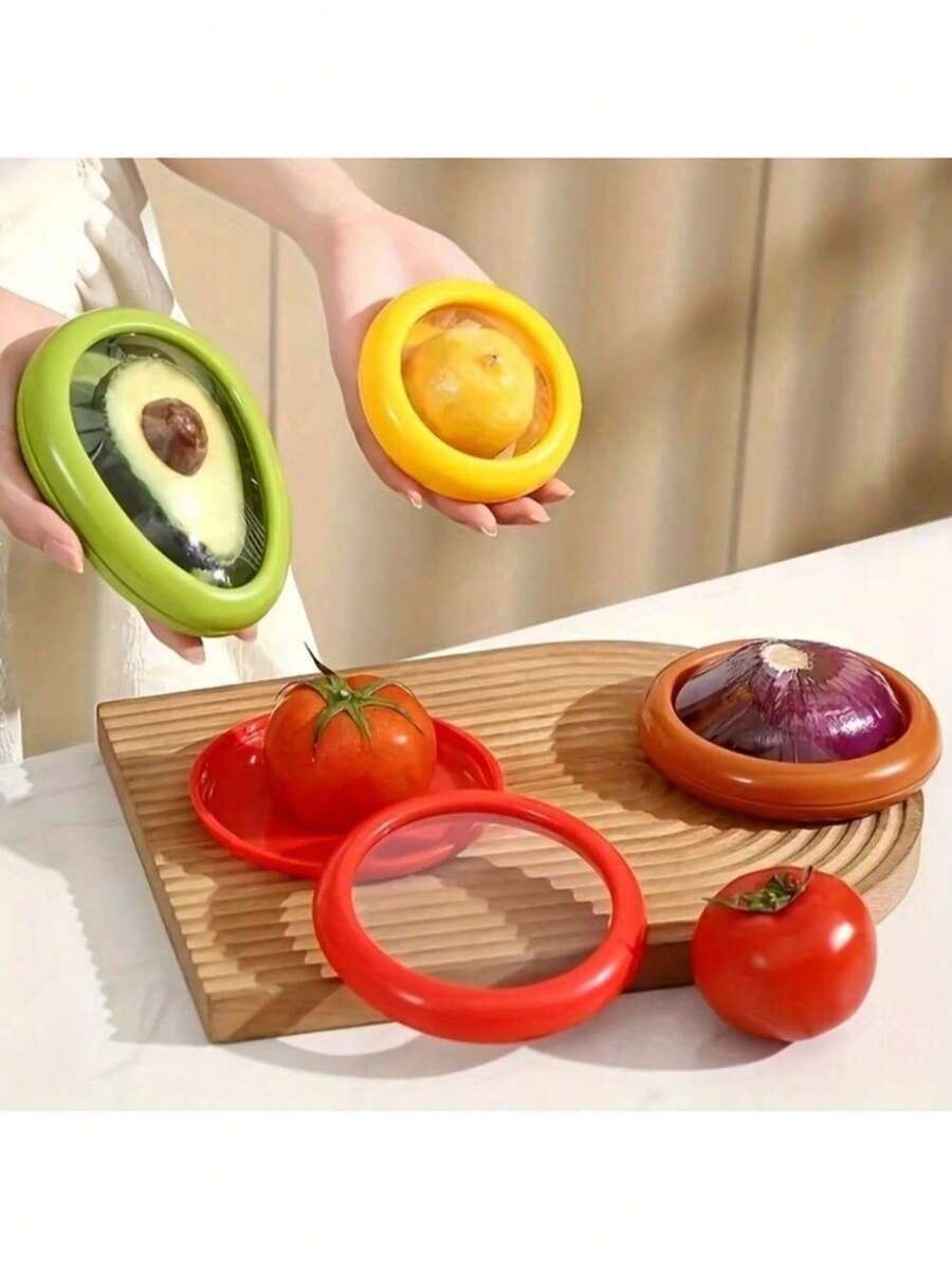 1pc Sealed Fruit & Vegetable Storage Box With Lid, Reusable Refrigerator Organizer Fresh-Keeping Container, Suitable For Avocado, Tomato And Other Fruits, Rust-Proof Kitchen Fresh-Keeping Accessory, Extend Freshness Of Produce - Multicolor - View 1
