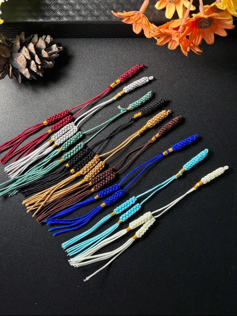 1pc Islamic Tasbih With Woven Tassel, Exquisite Knotted Prayer Bead Pendant, Handmade Braided Rope Tassel, Prayer Bead DIY Accessory - Multicolor - View 1