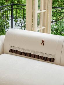 1PC Chenille Skirted Bow-Decorated All-Season Non-Slip Sofa Cushion, French Style Pet Dirt-Resistant Machine Washable Seat Pad, Sofa Protector, Dust-Proof And Durable - White - View 8