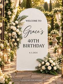 Customized Wedding Arch Fabric Decor Cover, Personalized Photo Name Date Text, Polyester Double-Sided Stretch Background Cloth, Wedding Welcome Sign, Spandex, Event Backdrop - Multicolor - View 6