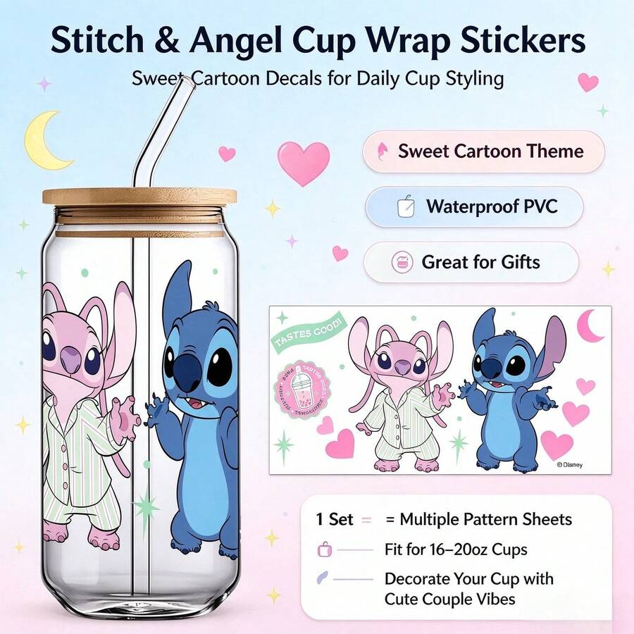 Lilo & Stitch Stitch Cartoon Water Cup Decorative Stickers, Cute Stitch ...