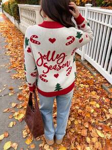 Plus Size Christmas Jacquard Casual Fashion Long Sleeve Knit Pullover Sweater - Multicolor - View 6
