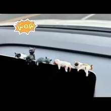 5pcs Set - [Random Style] Super Cute Cat Theme Car Interior Accessories Set - Includes Dashboard Decor And Rearview Mirror Hanging Ornament - Perfect Car Decoration Set Designed For Women - A - View 2