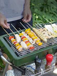 90pcs/Pack(+/-5pcs) Disposable Bamboo Barbecue Skewers, Multiple Sizes 15cm-35cm, For BBQ, Camping, Cooking, Fruit, Crafts & Party - Beige - View 8