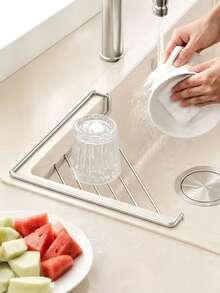 1pc Stainless Steel Triangle Sink Drain Rack, Space-Saving Sink Organizer For Sponges, Dish Soap, Dishcloths, Brushes, Rags, Sponges, Kitchen Countertop Storage Rack, Home Kitchen Supplies - A - View 4