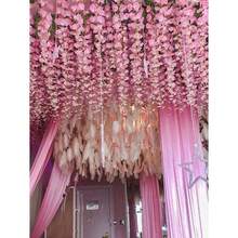 50 pieces of artificial glicinia silk flower hanging garlands, green floral wall and ceiling decorations for home, elegant hanging decor for weddings, perfect for birthdays, family gatherings, Valentine's Day gifts, artificial flowers, artificial pla - Multicolor - Ver 4