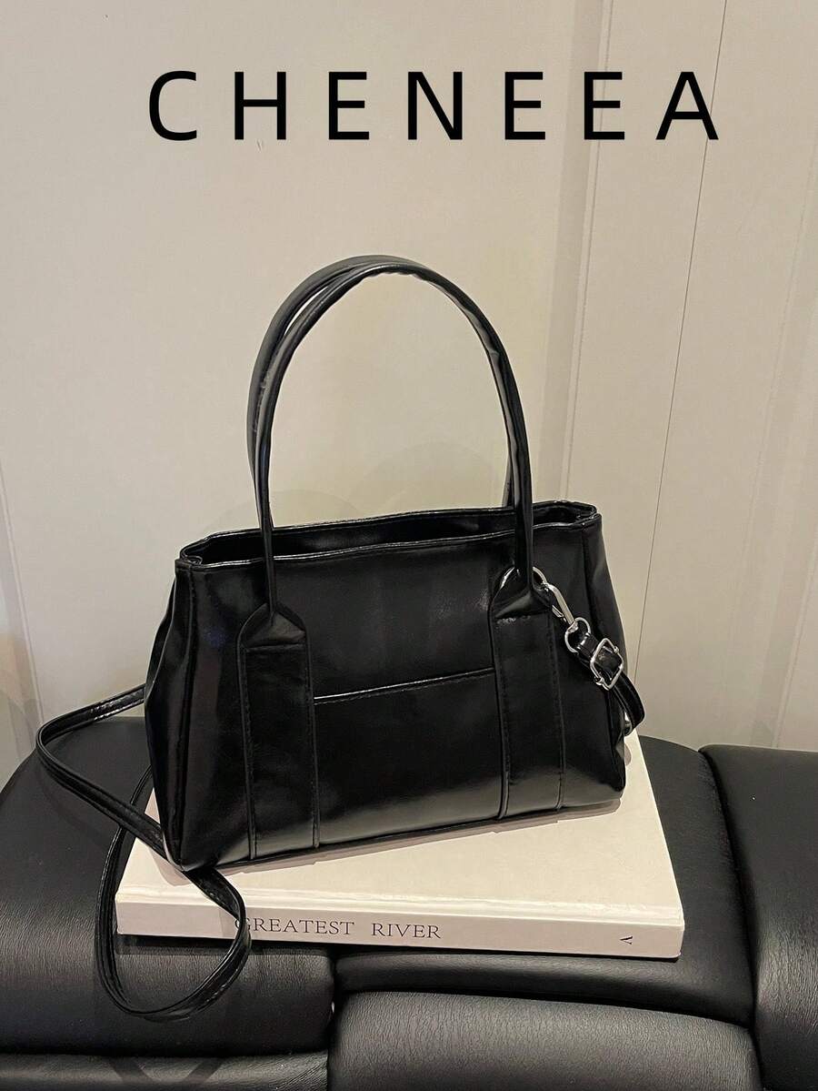 New Vintage Fashion Solid Color Handbag, Zipper Opening, Adjustable Long Shoulder Strap, Small Capacity Lightweight Minimalist, Soft Texture Casual Crossbody Bag