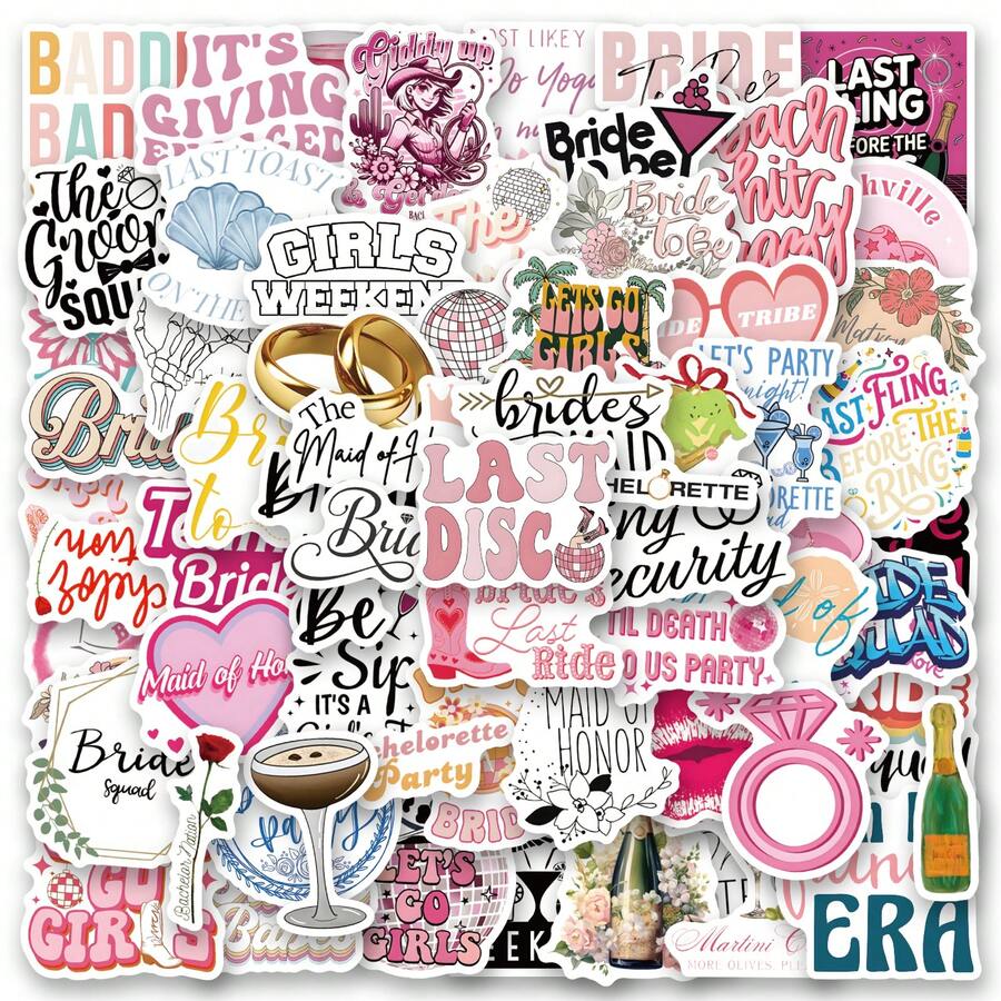 120PCS Bachelorette Stickers, Aesthetic Stickers, High Quality Stickers Scrapbook, Decorative Paper, Journaling, Laptop, Bumper, Skateboard, Water Bottles, Computer, For Gift Bags, Envelope Seals, Party Decoration - one-size - View 1
