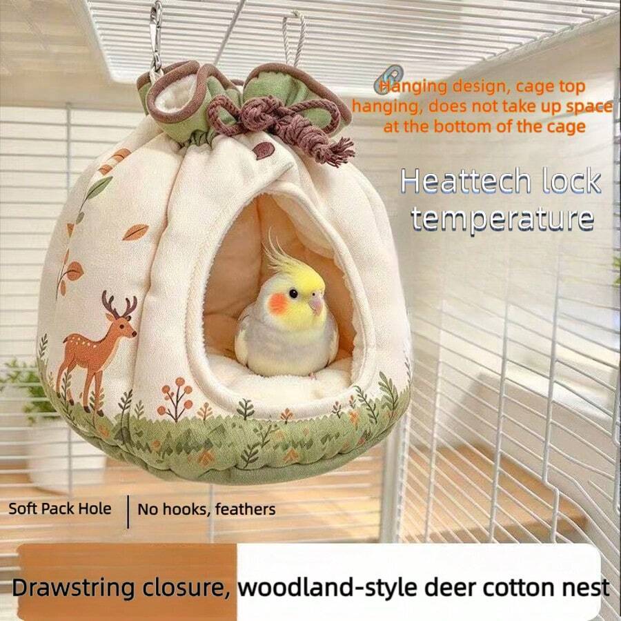 Parrot Cotton Nest, Warm Bird Nest For Autumn/Winter, Hamster Fleece Bed, Thickened Sleeping Nest For Monk Parakeet And Tiger Parakeet, Peony Winter Overwintering - View 1
