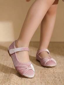 1 Pair Elegant Bow Ballet Shoes For Girls, Suitable For Spring And Summer - Pink - View 6